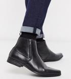 Asos Design Wide Fit Chelsea Boots In Black Faux Leather With Zips