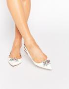 Asos Live It Up Embellished Wide Fit Ballet Flats - White