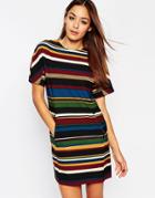 Asos Colored Stripe Shift Dress - Print