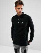 Psycho Bunny Classic Long Sleeve Polo Regular Fit In Black - Black