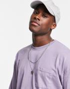 New Look Long Sleeve T-shirt With Pocket In Washed Purple