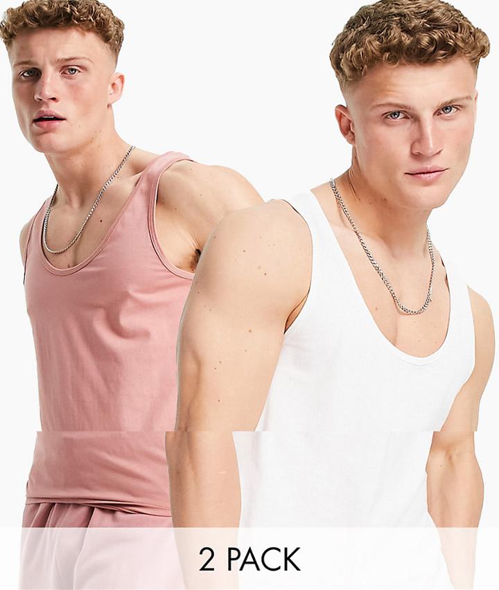 Asos Design 2 Pack Organic Tank-multi