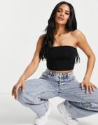 Asos Design Ultimate Bandeau Crop Top In Cotton In Black - Black
