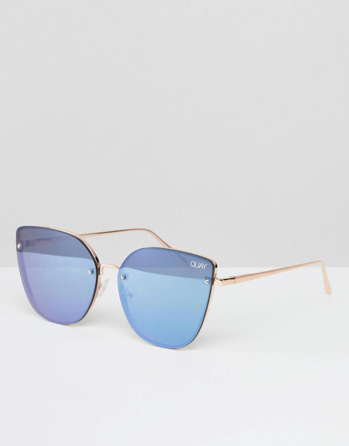 Quay Australia Lexi Cat Eye Flat Lens Sunglasses - Gold