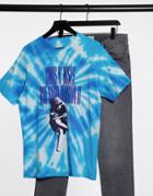 Pull & Bear Guns N Roses T-shirt In Tie Dye-blue