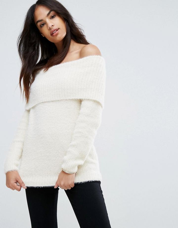 Qed London Contrast Sweater - Cream