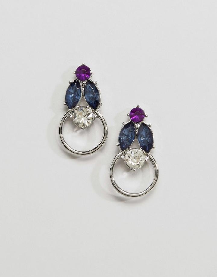 Asos Jewel Doorknocker Earrings - Purple