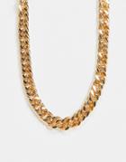 Asos Design Necklace With Chunky Curb Chain In Gold Tone