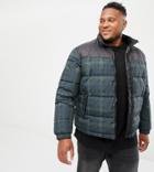 New Look Plus Checked Puffer Jacket In Navy - Navy