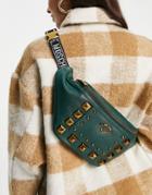 Love Moschino Stud Fanny Pack In Dark Green