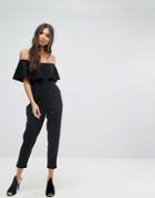 Outrageous Fortune Bardot Tailored Jumpsuit With Tapered Leg - Black