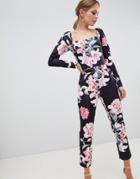 True Violet Floral Printed Jumpsuit - Multi