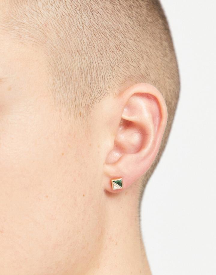 The Status Syndicate Square Stud Earrings In Gold