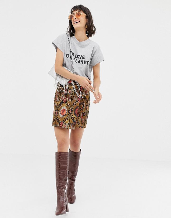 Mango Wrap Skirt In Abstract Print - Pink