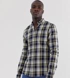 Asos Design Tall Slim Fit Check Shirt-brown