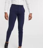 Asos Design Tall Super Skinny Suit Pants In Four Way Stretch In Navy