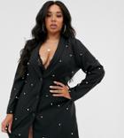 Saint Genies Plus Pearl Embellished Blazer In Black