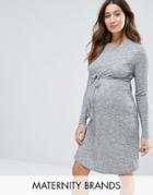 New Look Maternity Drawstring Waist Dress - Gray