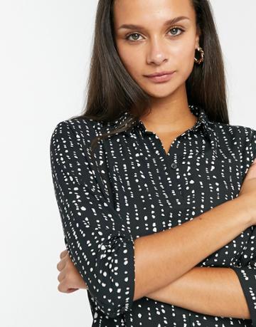 Monki Hella Dot Print Blouse In Black