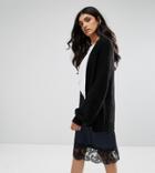 Asos Tall Chunky Cardigan With Volume Sleeves - Black