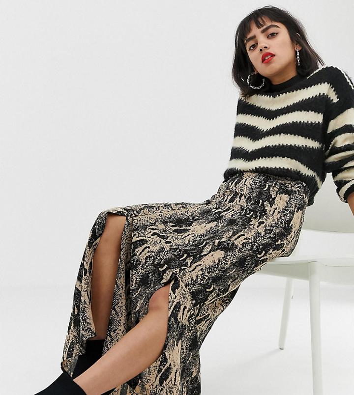 Vero Moda Petite Snake Print Midaxi Skirt-multi