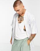 Topman Zip Through Shirt With Scribble Print In White And Purple-multi