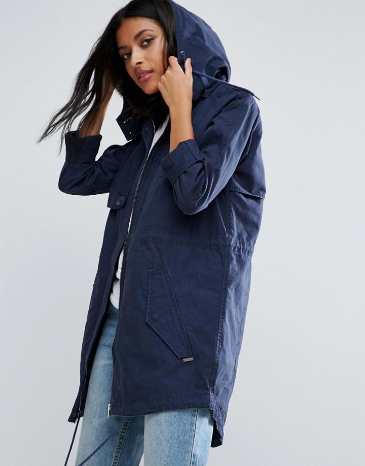 Pepe Jeans Kelina Parka Coat - Navy
