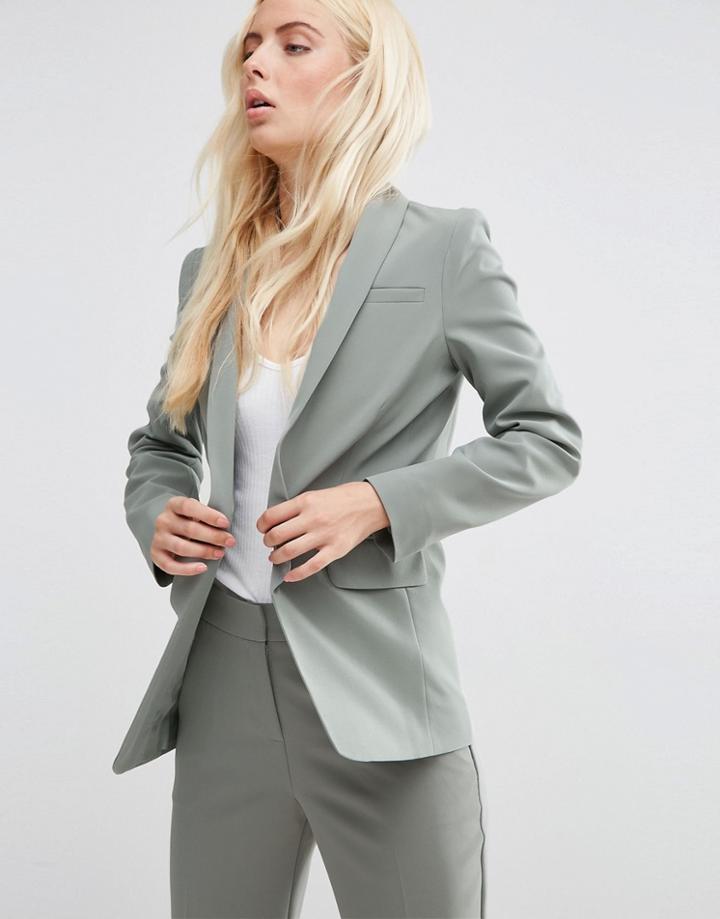 Asos Premium Tailored Edge To Edge Blazer - Sage