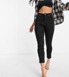 Asos Design Petite High Rise 'lift And Contour' Skinny Jeans In Clean Black