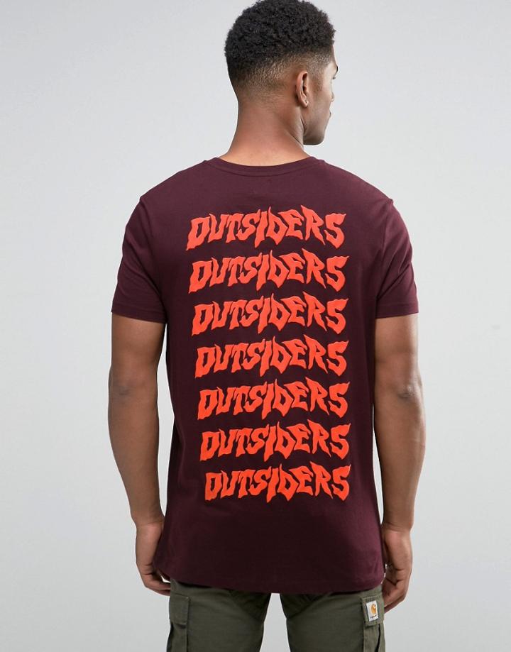 Asos Longline T-shirt With Outsiders Back Print In Relaxed Skater Fit - Red