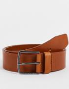 Boss Sjeeko Leather Belt In Tan-brown