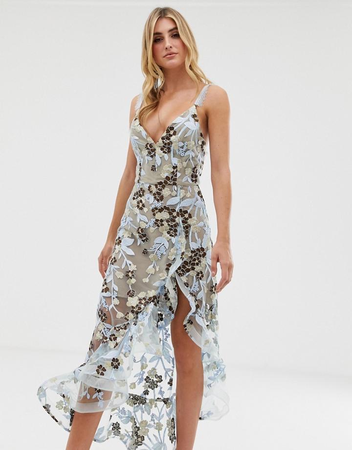 Bronx & Banco Sawanna Floral Embroidered Dress-blue