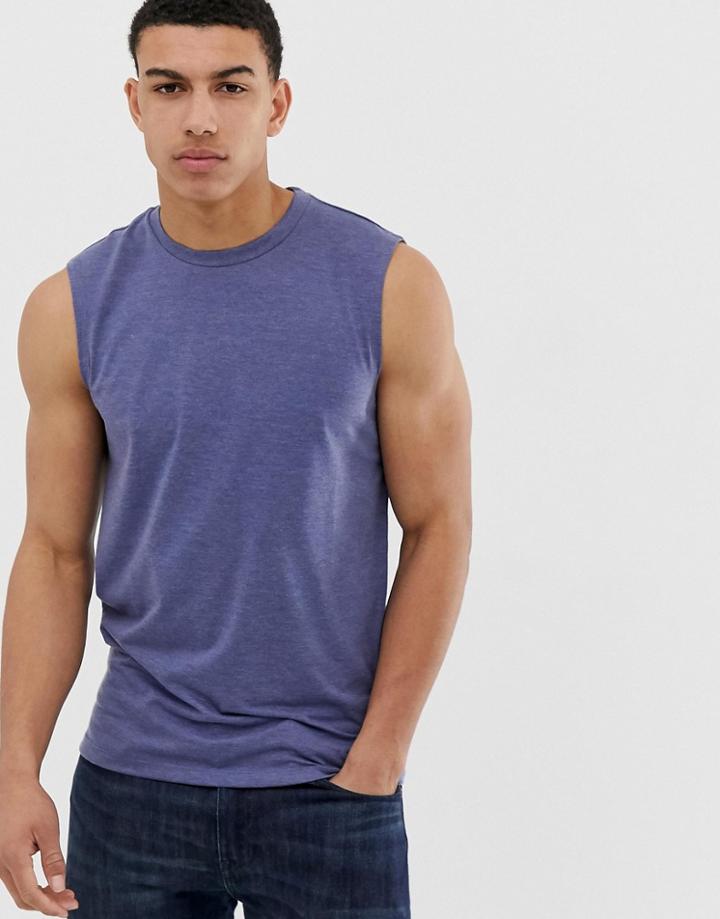 Asos Design Tank Tank In Blue Marl - Blue