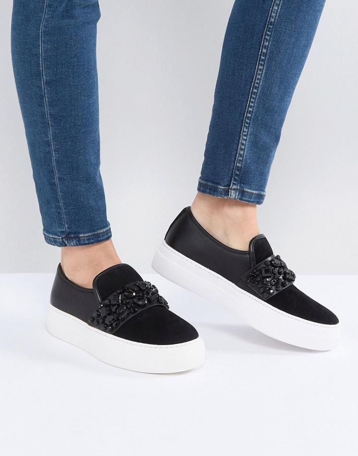 Aldo Caperana Black Embellished Sneakers - Black