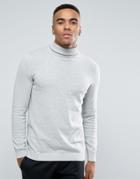 New Look Roll Neck Sweater In Silver Gray - Gray