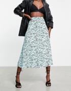 Whistles Tiger Print Button Front Midi Skirt In Blue