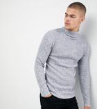Siksilk Knitted Roll Neck Sweater In Gray Exclusive To Asos