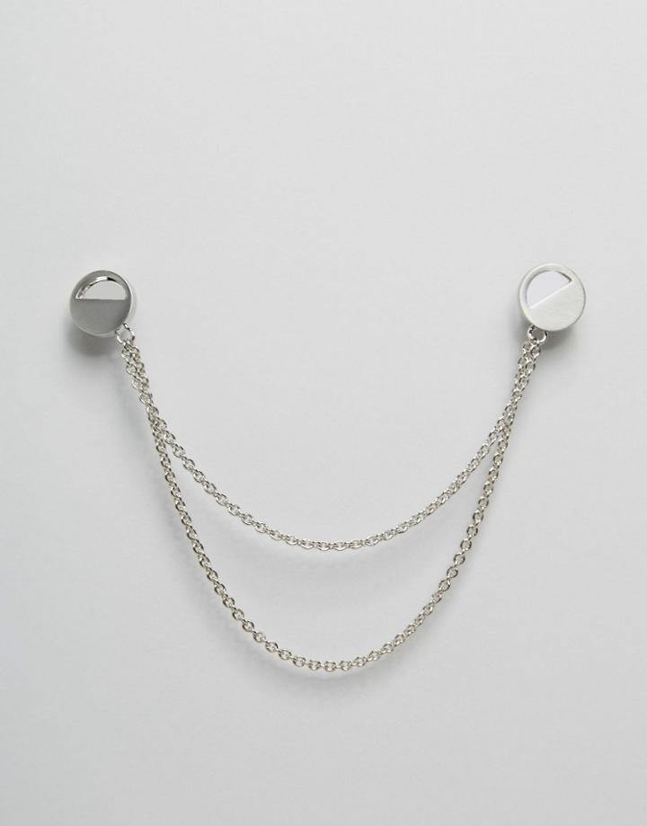 Asos Collar Tips In Brushed Silver - Silver