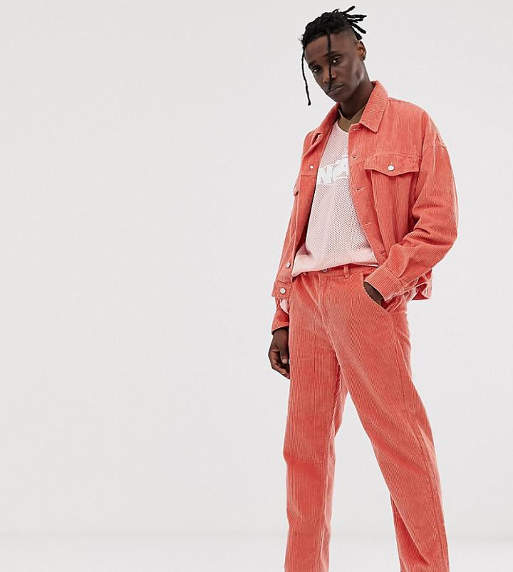 Noak Straight Leg Cropped Chunky Cord Pants - Red