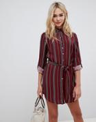 Parisian Stripe Shirt Dress - Red