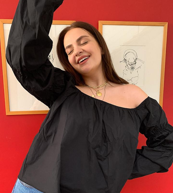 Missguided Plus Exclusive Puff Sleeve Top In Black