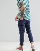 Asos Design Tapered Jeans In Navy