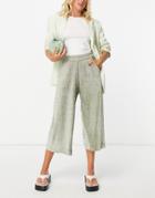 Native Youth Plisse Culottes Pants In Olive-gold