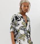 Reclaimed Vintage Baroque Animal Chain Print Shirt-white