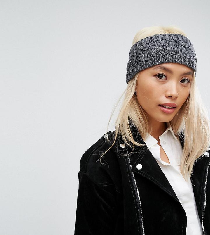 Stitch & Pieces Knitted Cable Headband In Gray - Gray