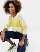 Brave Soul Haze Sweater In Twist Mix Stripe - Yellow