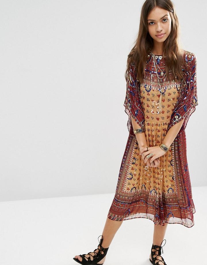 Asos Premium Glam Festival Midi Dress - Multi