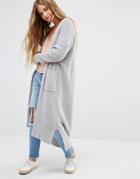 Honey Punch Oversized Longline Cardigan - Gray