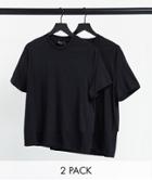 Asos Design 2 Pack Organic T-shirt With Crew Neck-black