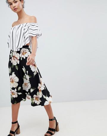 Gilli Floral Midi Skirt - Black
